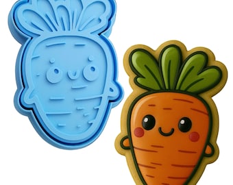 Carrot Cute Cookie Cutter | Stamp | Stencil - SHARP EDGES - FAST Shipping - Choose Your Own Size! #1