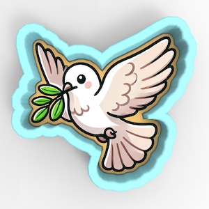 Dove Carrying Olive Branch Cookie Cutter | Stamp | Stencil - SHARP EDGES - FAST Shipping - Choose Your Own Size! #1