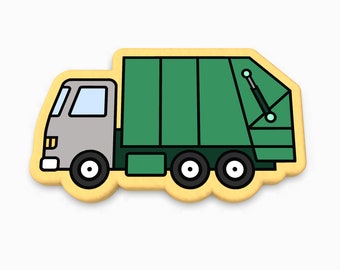 Garbage Truck Cookie Cutter | Stamp | Stencil - SHARP EDGES - FAST Shipping - Choose Your Own Size!