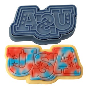 USA w/ Stars Cookie Cutter 2-Piece, Outline & Stamp 1 - SHARP EDGES - . - Choose Your Own Size!