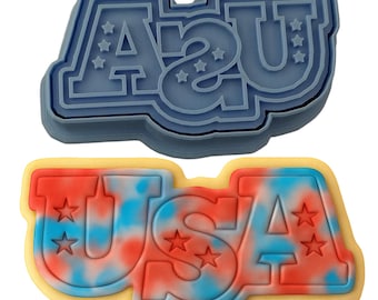 USA w/ Stars Ausstechform 2-teilig, Umriss & Stempel 1 - SHARP EDGES - . - Wählen Sie Ihre eigene Größe!