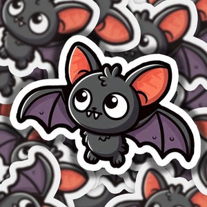 Bat Cute Halloween Vinyl Sticker | Dishwasher Safe & Durable | Custom Sizes | Fast Shipping | Made in USA 1