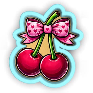 Cherry Pair Bow Cookie Cutter | Stamp | Stencil - SHARP EDGES - FAST Shipping - Choose Your Own Size! #1