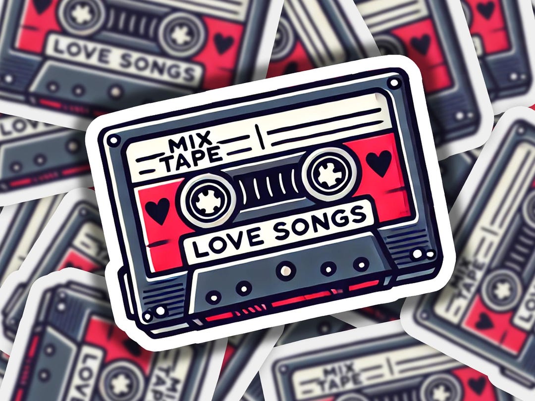 Mix Tape Love Songs Vinyl Sticker | Dishwasher Safe & Durable | Custom ...