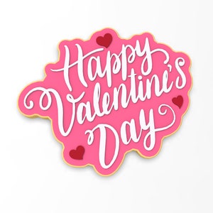 Happy Valentine&#39;s Day Heart Cookie Cutter | Stamp | Stencil - SHARP EDGES - FAST Shipping - Choose Your Own Size!