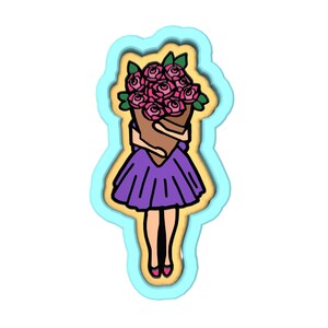 Roses Girl Cookie Cutter | Stamp | Stencil #1