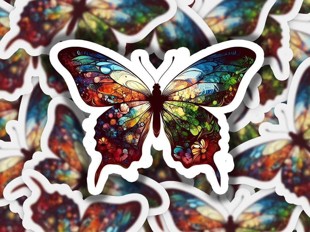 Butterfly Flower Field 4 Vinyl Sticker | Dishwasher Safe & Durable ...