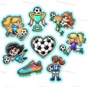 Soccer Futbol Girls Cookie Cutter Set | Stamp | Stencil | Debosser #3
