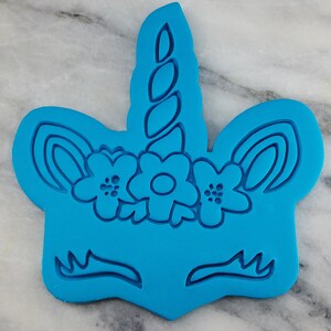 Unicorn Floral Headband Cookie Cutter 2-Piece, Stamp & Outline #2 - SHARP EDGES - FAST Shipping - Choose Your Own Size!