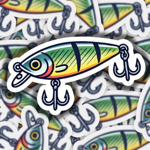 Crankbait Fishing Lure 2 Vinyl Sticker | Dishwasher Safe & Durable | Custom Sizes | Fast Shipping | Made in USA 1