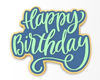 Happy Birthday Cookie Cutter | Stamp | Stencil - SHARP EDGES - FAST Shipping - Choose Your Own Size! #1