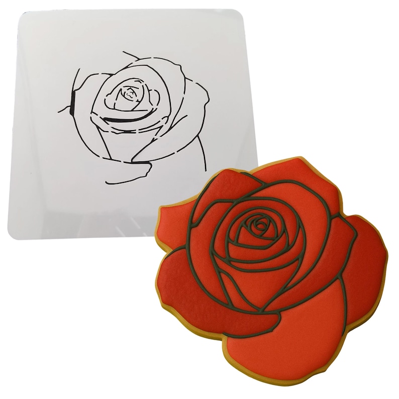 a cookie with a picture of a rose on it