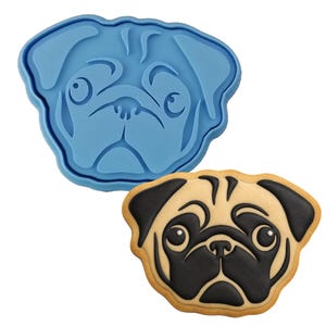 Pug Face Cookie Cutter | Stamp | Stencil - SHARP EDGES - FAST Shipping - Choose Your Own Size! #1
