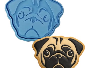 Pug Face Cookie Cutter | Stamp | Stencil - SHARP EDGES - FAST Shipping - Choose Your Own Size! #1