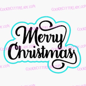 Merry Christmas Cookie Cutter | Stamp | Stencil - SHARP EDGES - FAST Shipping - Choose Your Own Size! #4