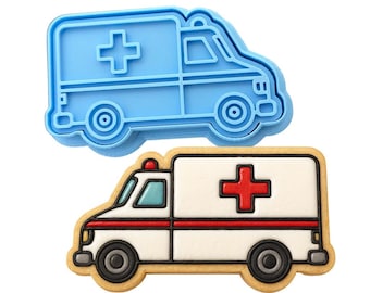 Ambulance Cookie Cutter | Stamp | Stencil - SHARP EDGES - FAST Shipping - Choose Your Own Size!