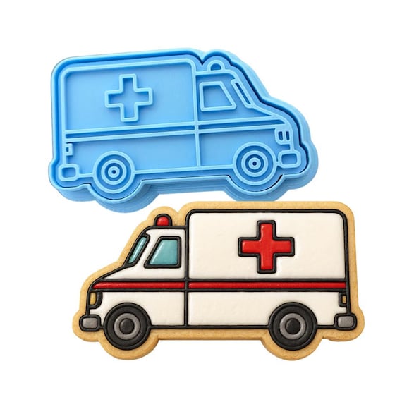 Ambulance Cookie Cutter | Stamp | Stencil - SHARP EDGES - FAST Shipping - Choose Your Own Size!