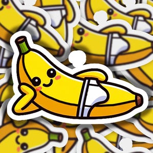 Banana Underwear Funny Vinyl Sticker | Dishwasher Safe & Durable | Custom Sizes | Fast Shipping | Made in USA 1