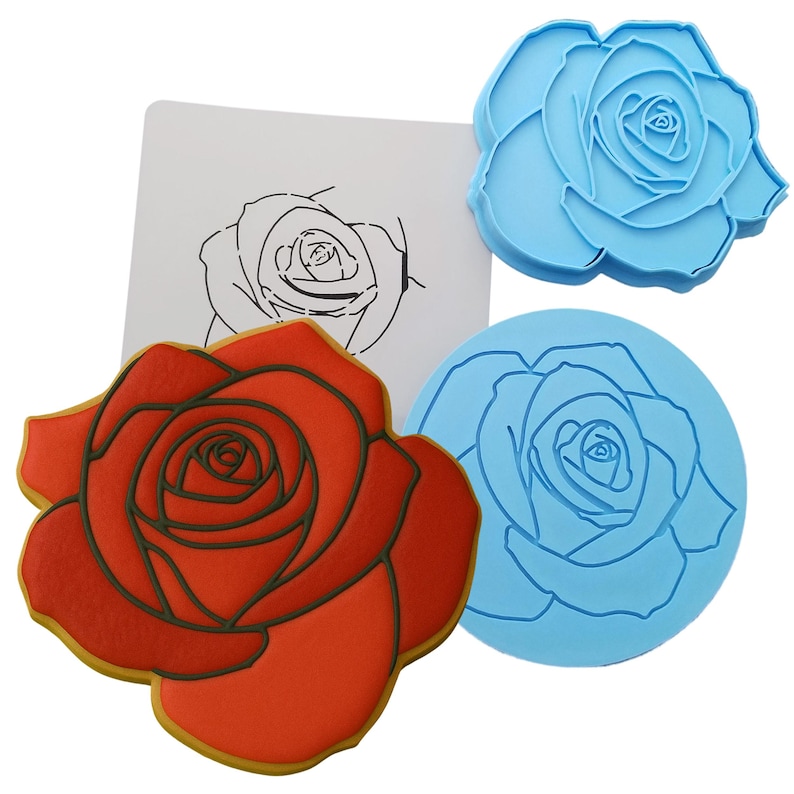 a picture of a rose and a cookie cutter