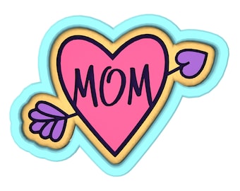 Mom Heart Arrow Cookie Cutter | Stamp | - SHARP EDGES - FAST Shipping - Choose Your Own Size! #1