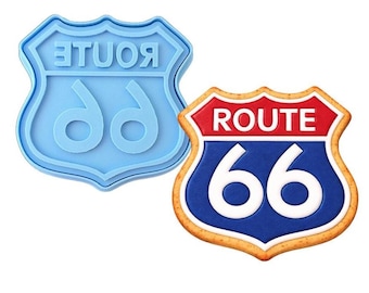 Route 66 Cookie Cutter | Stamp | Stencil - SHARP EDGES - FAST Shipping - Choose Your Own Size!