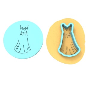 Wedding Dress Cookie Debosser | Cookie Cutter | Stencil #6