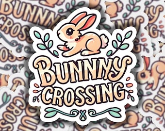 Hase Crossing Vinyl Aufkleber | Spülmaschinenfest & langlebig | Benutzerdefinierte Größen | Schneller Versand | Hergestellt in USA 1