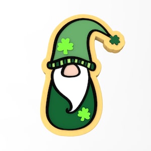 Clover Shamrock Gnome Cookie Cutter | Stamp | Stencil - SHARP EDGES - FAST Shipping - Choose Your Own Size!