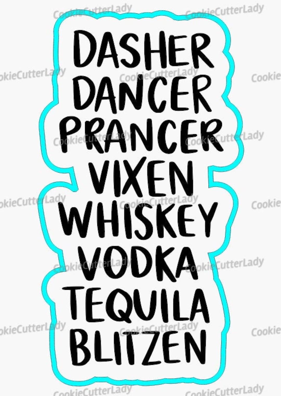 Reindeer Funny Names Cookie Cutter Stamp Stencil SHARP EDGES FAST