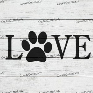 Liebe Hund Pfoten Schablone | WIEDERVERWENDBAR, LANGLEBIG, WASCHBAR Craft Stencil | Für Schilder, Wände, Leinwände & mehr! Waagerecht