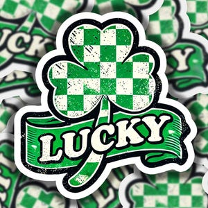 Lucky 3 Leaf Clover Banner Vinyl Sticker | Dishwasher Safe & Durable | Custom Sizes | Fast Shipping | Made in USA 1