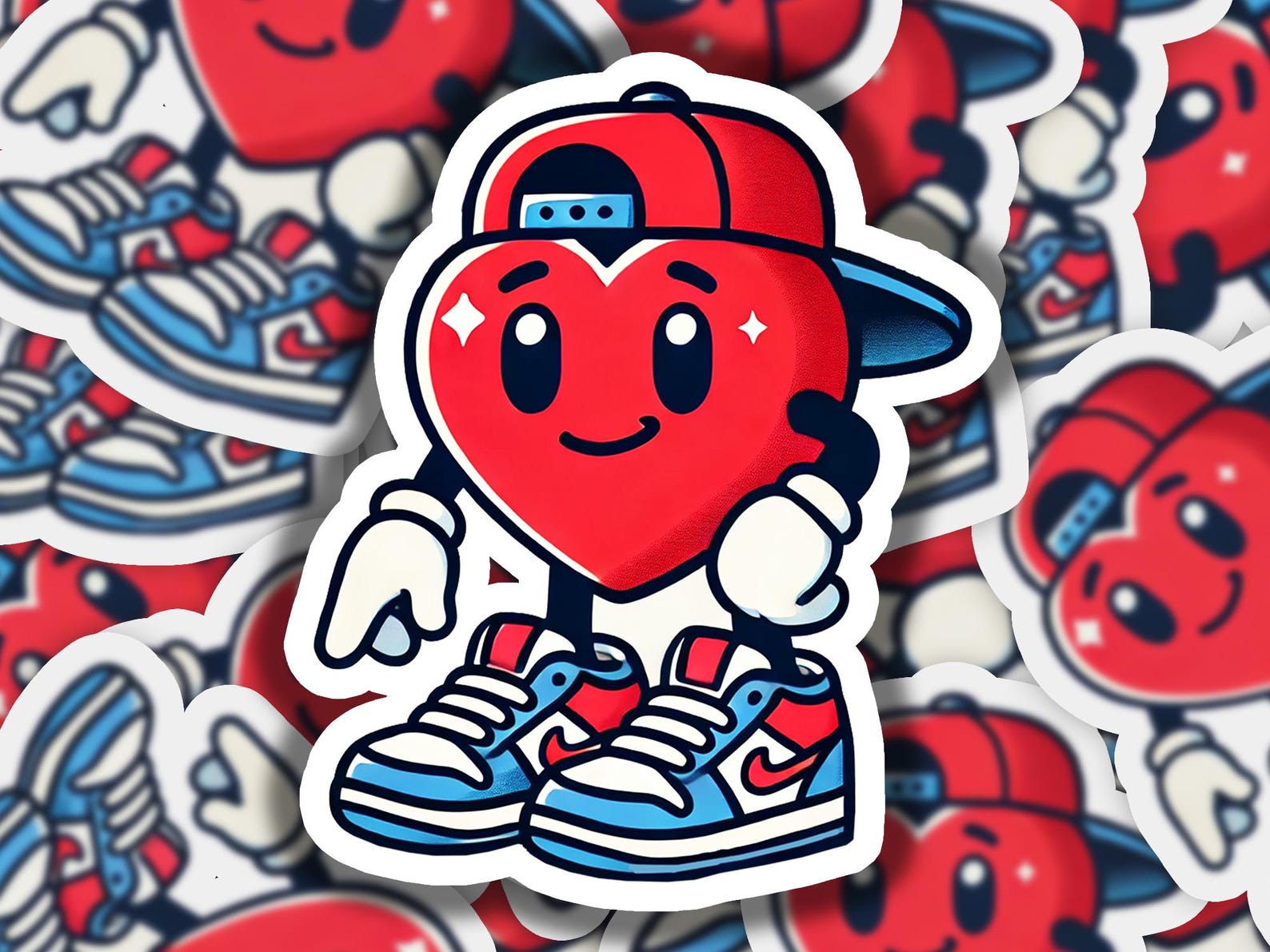 Cool Heart Backwards Hat Vinyl Sticker | Dishwasher Safe & Durable ...