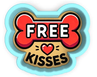 Foremka do ciastek w kształcie kości dla psa Free Kisses | Stempel | Szablon - OSTRE KRAWĘDZIE - SZYBKA wysyłka - Wybierz swój rozmiar! #1