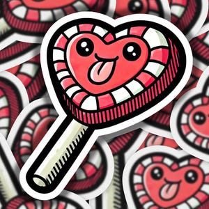 Heart Sucker Cute Vinyl Sticker | Dishwasher Safe & Durable | Custom Sizes | Fast Shipping | Made in USA 1