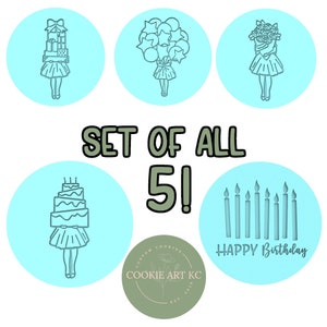 Party Girl Cookie DEBOSSER Set by @CookieArtKC | Choose Cutters, Debossers, & Stencils |