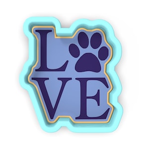Love Dog Paw Vertical Cookie Cutter | Stamp | Stencil - SHARP EDGES - FAST Shipping - Choose Your Own Size! #1