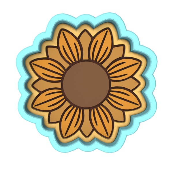 Sunflower Cookie Cutter | Stamp | Stencil - SHARP EDGES - FAST Shipping - Choose Your Own Size! #2A