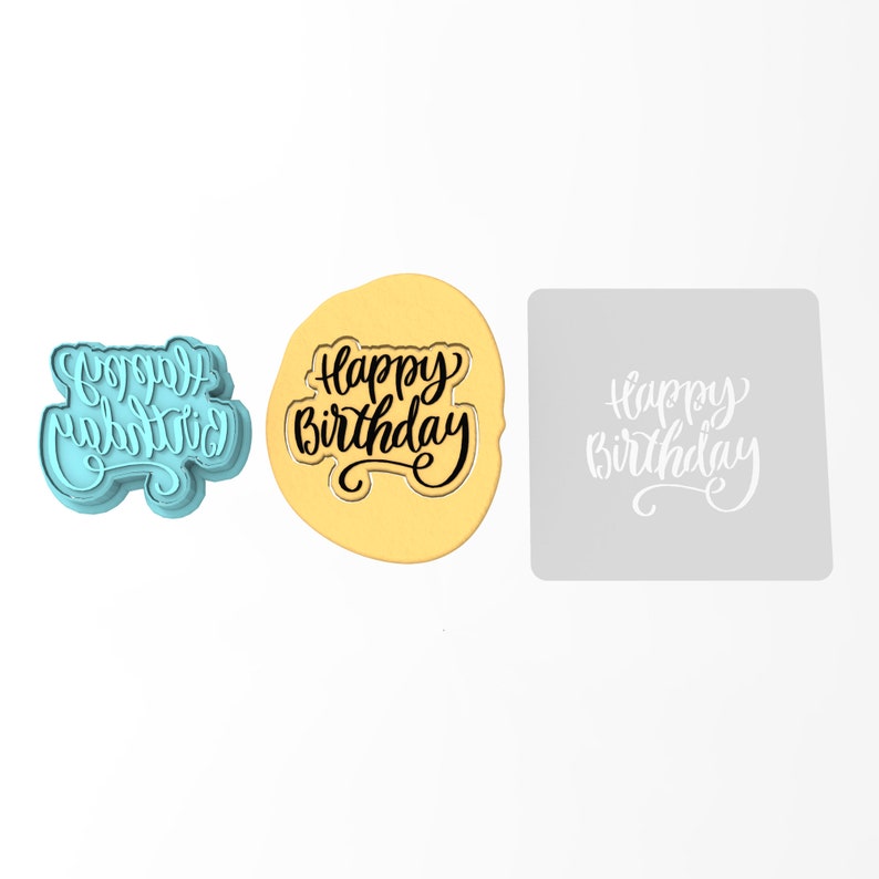 Happy Birthday Cookie Cutter Stamp Stencil SHARP EDGES Etsy