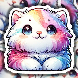 Tye Dye Kitty Cute Vinyl Sticker | Dishwasher Safe & Durable | Custom Sizes | Fast Shipping | Made in USA 1