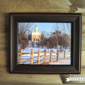 8x10 LDS Artwork | Nauvoo Temple Afternoon Snow | Framed Canvas Giclee Print