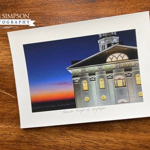 5x7 LDS Artwork | Nauvoo Temple at Nightfall | Fine Art Signature Paper Print
