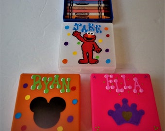 Personalized Crayon Box with Crayons/craft holder/crayon storage.Kids Personalized Party Favors