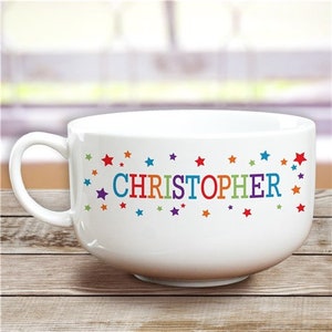 Personalized Ceramic Cereal, Ice cream, Soup or Snack bowl with handle