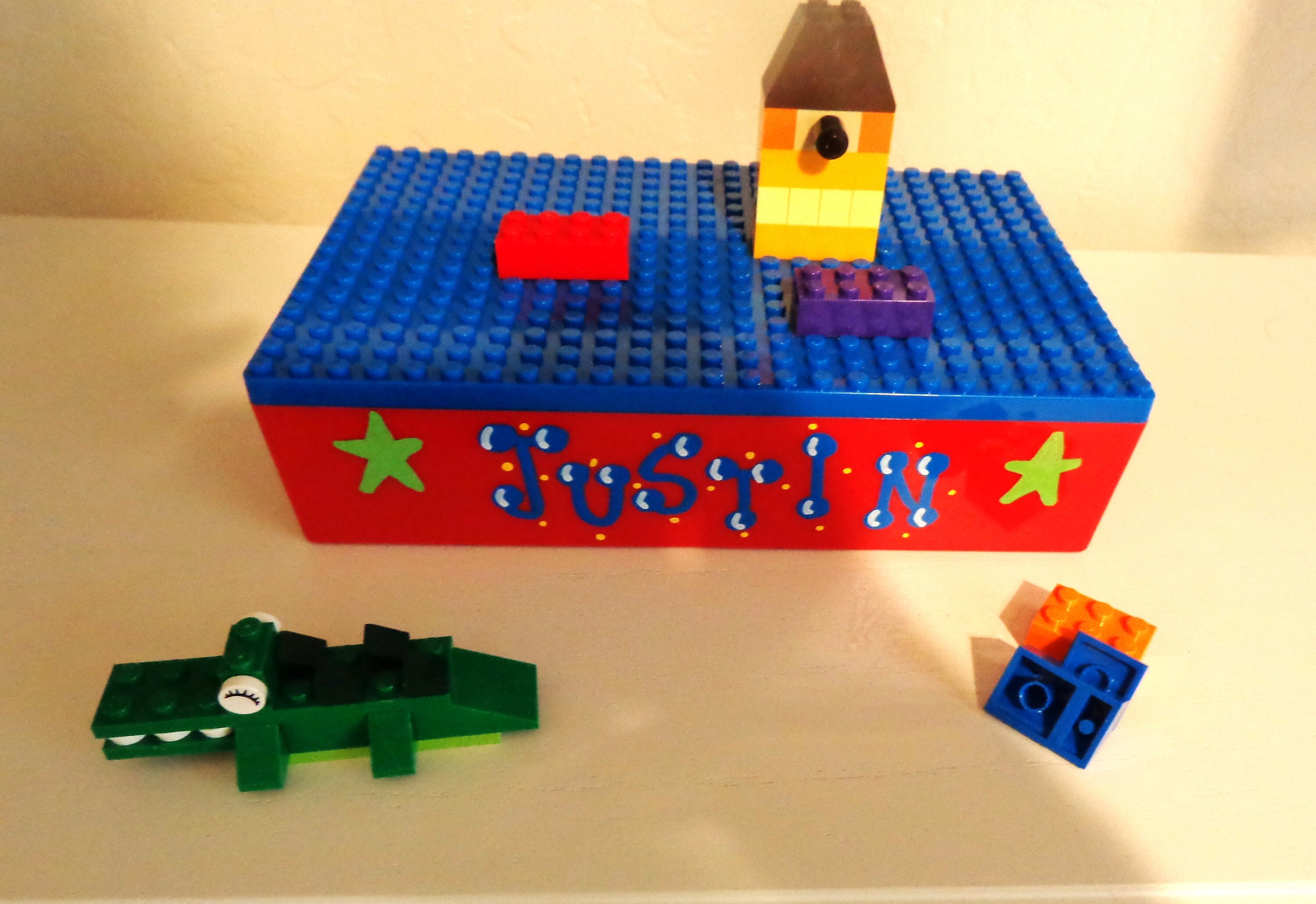 Personalized Building Blocks Tray With Side Compartment and Dry