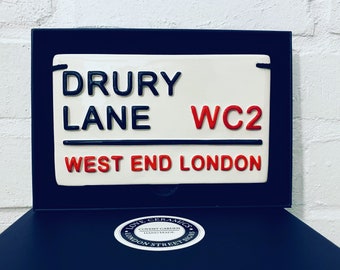 DRURY LANE-West End London-London Street Sign-Theatre-West End Show-Musical Theatre-Covent Garden-Wall Sign-Acting-Music-Drama-Singing