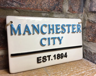 MANCHESTER CITY-Etihad Stadium-Football Fan-London Street Sign-Football Plaque-Football Gifts-Stocking fillers-Soccer-Dad-Brother-Grandad