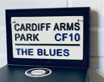 CARDIFF ARMS PARK-The Blues-Rugby Sign-Rugby plaque-Man Cave-Dads Den-Rugby Teams-Rugby Gifts-Games room-Stocking fillers-Welsh Rugby Club