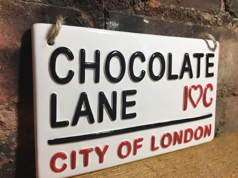 Chocolate Lane London Street Sign Home Wall Decor Chocoholic Etsy