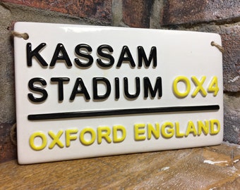 Handmade Kassam Stadium Oxford Street Sign, Football Fan Gift, Ceramic Home Decor