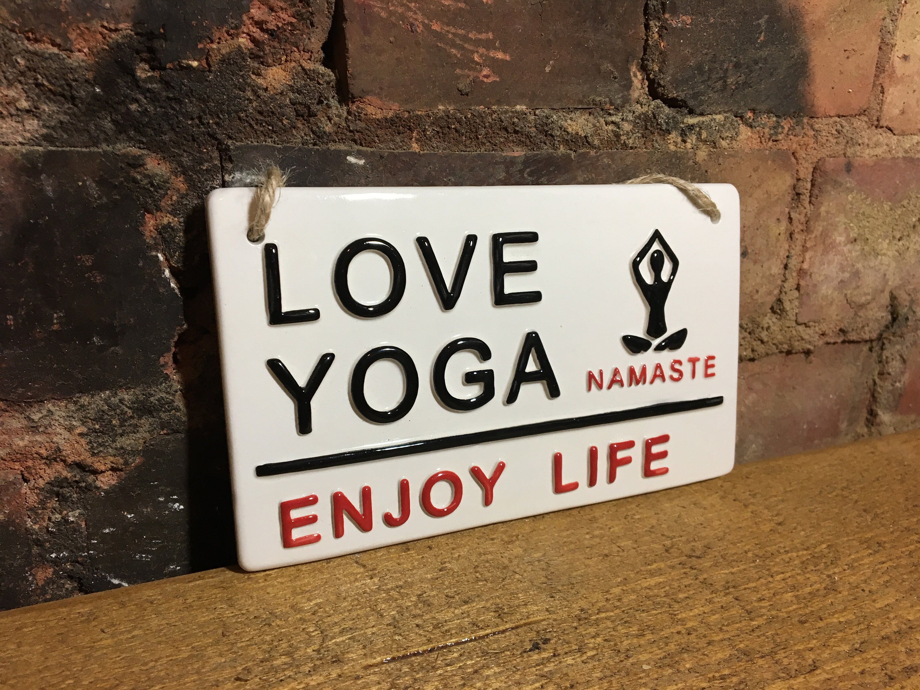 LOVE YOGAEnjoy LifeCeramicWall SignMeditationYoga Etsy